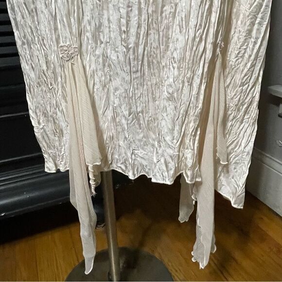 Lee Andersen Romantic Silk Slip Crinkle Dress‎ Fairy Whimsy Goth Art To Wear S - Picture 3 of 7
